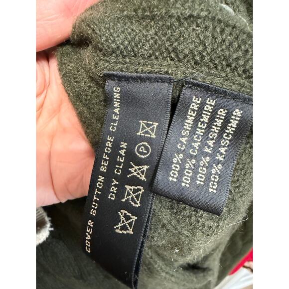 Ralph Lauren Black Label Cashmere Cable Knit Sweater Dress Button Front Green S - Picture 8 of 10